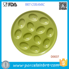 Häufig verwendete grüne Porzellan-Eierplatte hält 12 Eier